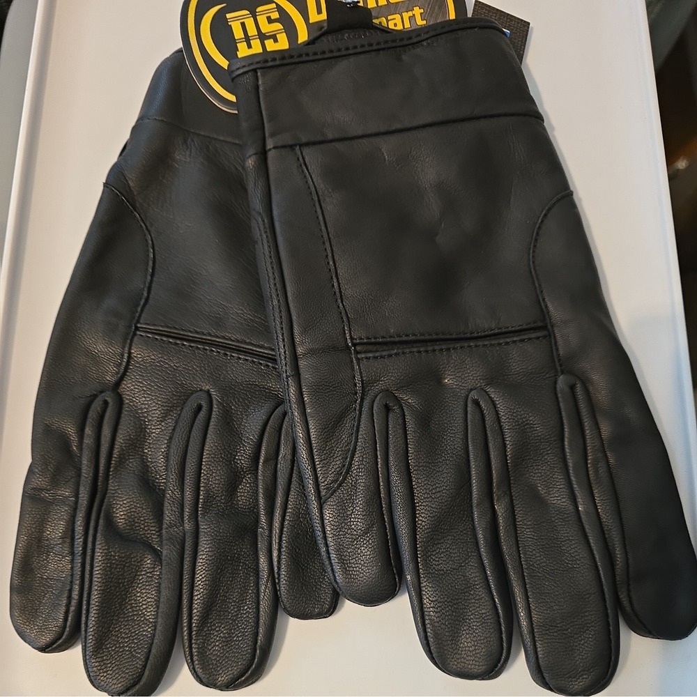 DS44-2XL Black Motorcycle Biker Riding Full Finger Leather Gloves Cruiser Glove